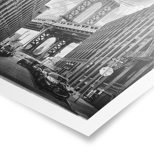 Poster in bianco e nero Ponte di Manhattan in America
