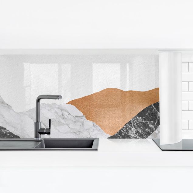 Rivestimento cucina - Paesaggio in marmo e rame