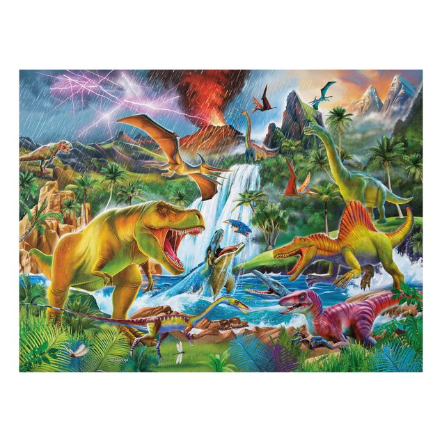 Quadri moderni   Dinosauri in una tempesta preistorica