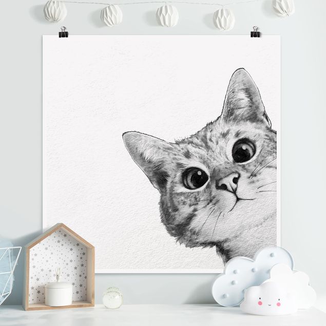 Quadri gatto Illustrazione - Gatto Disegno in bianco e nero