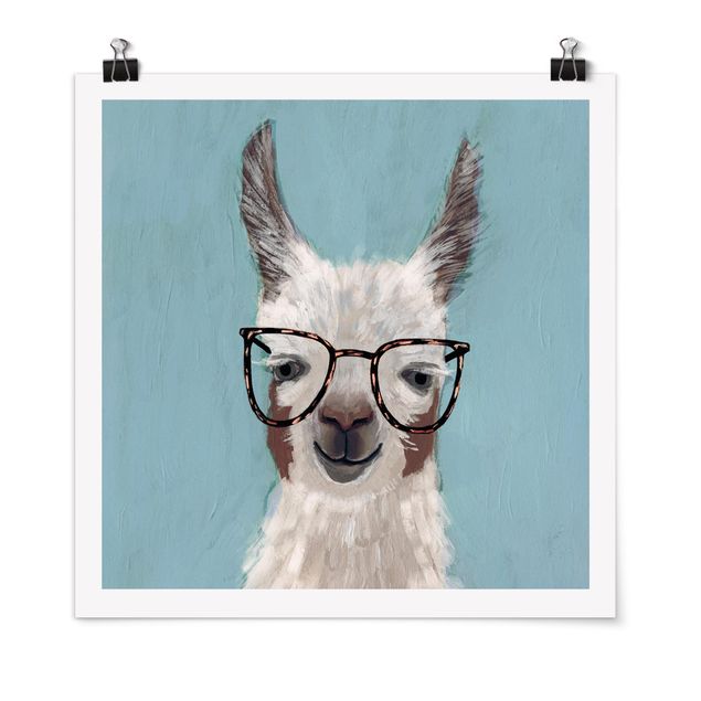 Quadro animali Lama con occhiali II