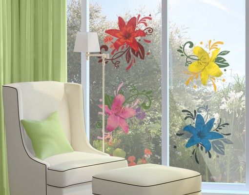 Adesivi per finestre fiori Set di sogni di giglio