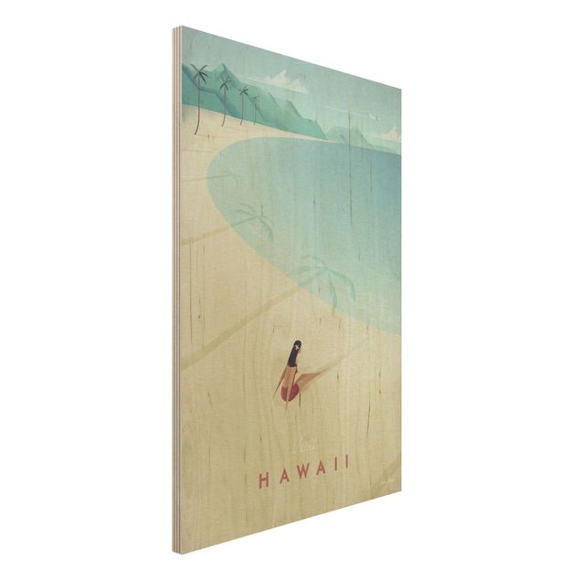 Quadri in legno con spiaggia Poster di viaggio - Hawaii