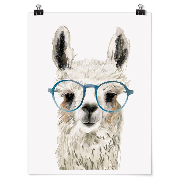 Poster animali Hip Lama con occhiali III