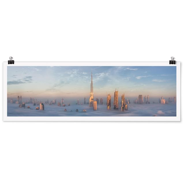 Poster skyline Dubai sopra le nuvole