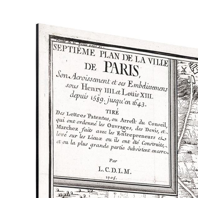 Quadri grigi Mappa vintage della città di Parigi intorno al 1600
