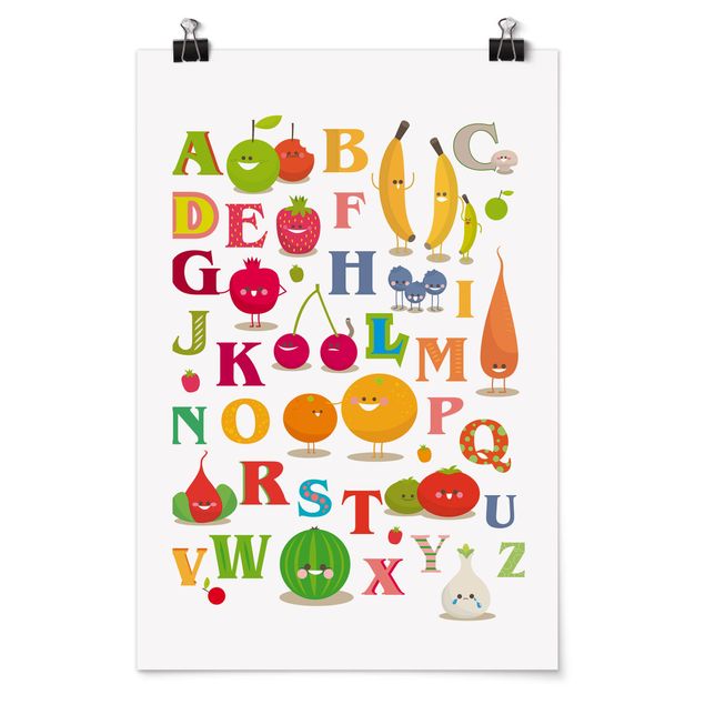 Quadri con lettere alfabeto No.EK120 Alfabeto divertente di frutta e verdura