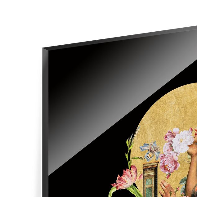 Paraschizzi - Donna con fiori su sfondo di cerchi dorati