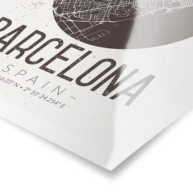 Quadri Mappa della città di Barcellona - Retrò