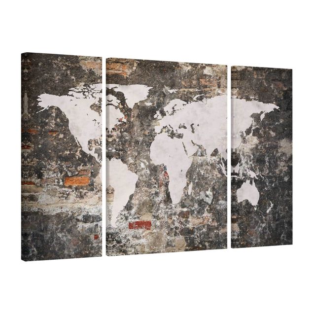 Quadri vintage Vecchia mappa del mondo a parete