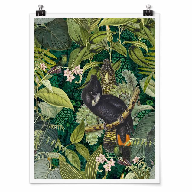 Riproduzione quadri famosi Collage colorato - Cacatua nella giungla