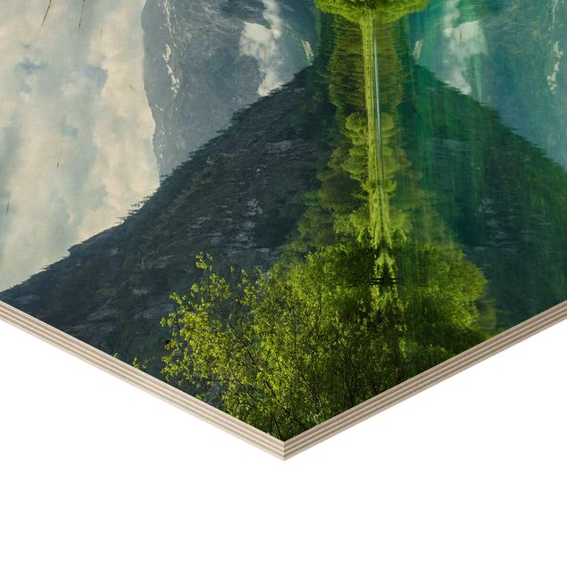 Esagono in legno - Mountain Lake con mirroring
