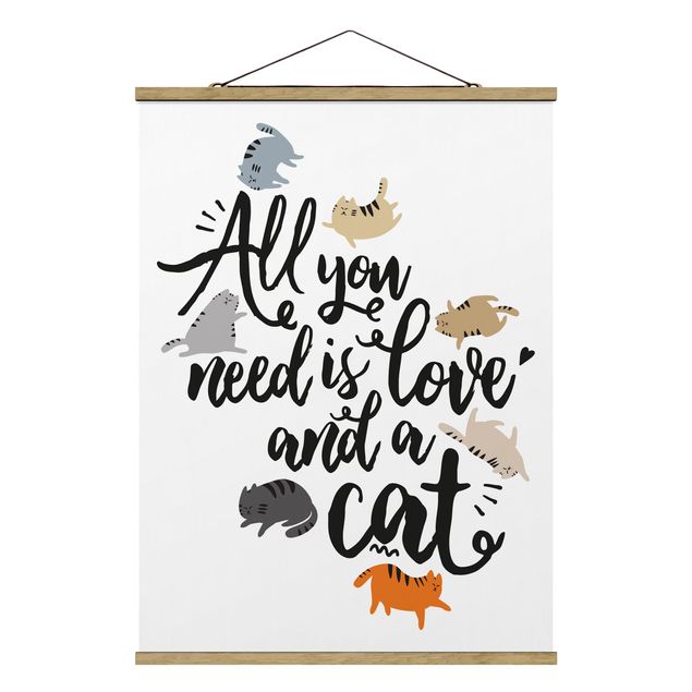 Quadri con frasi celebri All You Need Is Love And A Cat
