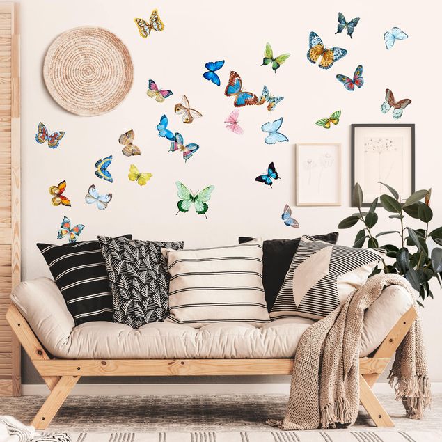 Adesivi murali farfalla Set di farfalle ad acquerello