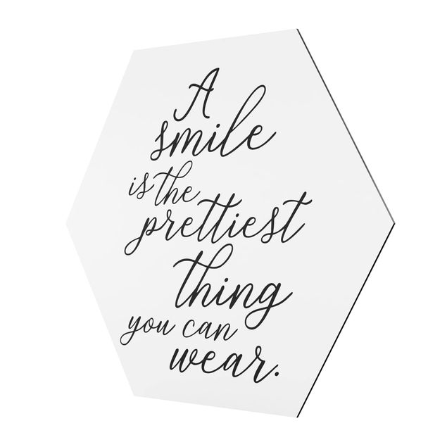 Esagono in Alluminio Dibond - Un sorriso è la più bella cosa Sans Serif