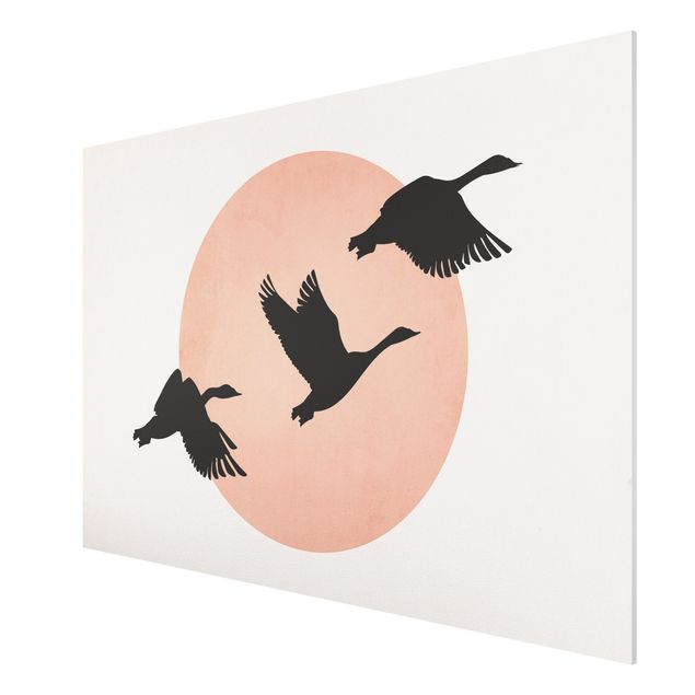 Riproduzione quadri famosi Uccelli di fronte al sole rosa III