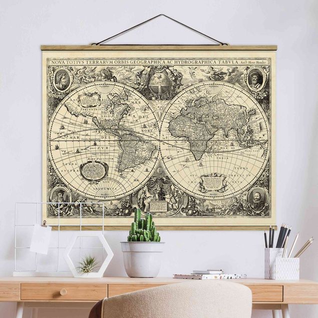 Quadri vintage Mappa del mondo vintage Illustrazione antica