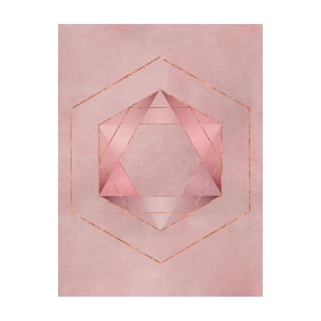 tappeti sala da pranzo Geometria in rosa e oro I