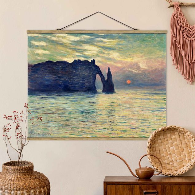 Riproduzioni quadri famosi Claude Monet - La scogliera, Étretat, tramonto