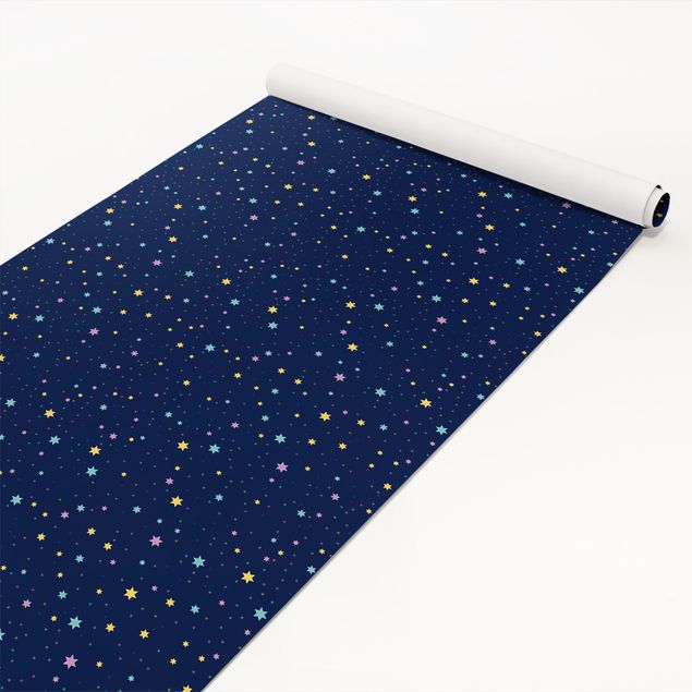 Carta adesiva per porte Disegno di bambini notturni con stelle colorate
