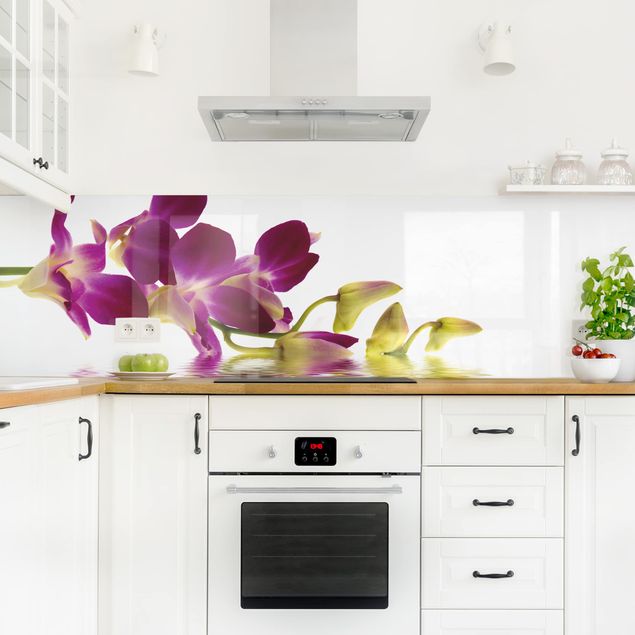 Rivestimento cucina moderna Acque di orchidee rosa