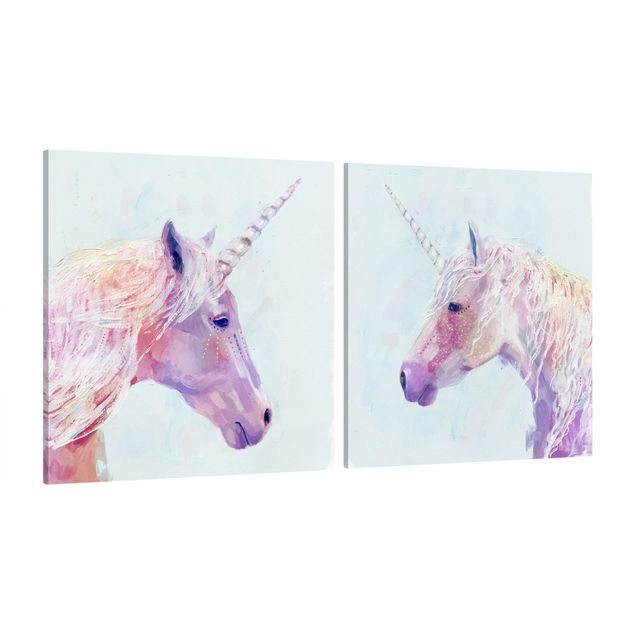 Quadro su tela animali Unicorno mistico Set I