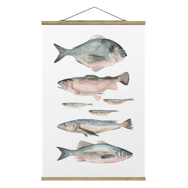 Stampe Sette pesci in acquerello II