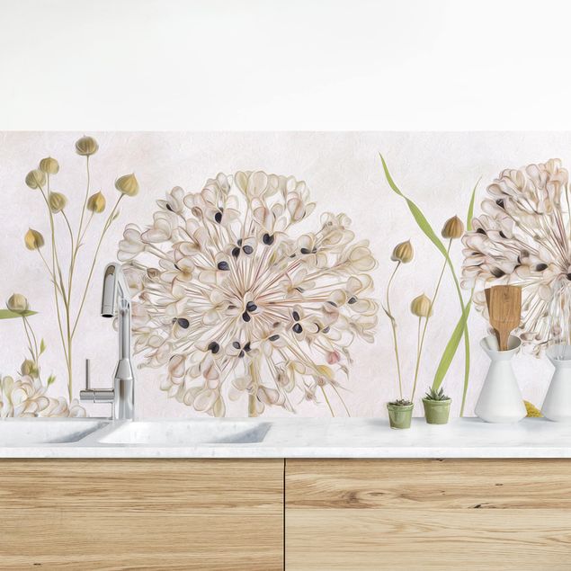 Rivestimenti per cucina con fiori Illustrazione di Allium ed Helenium