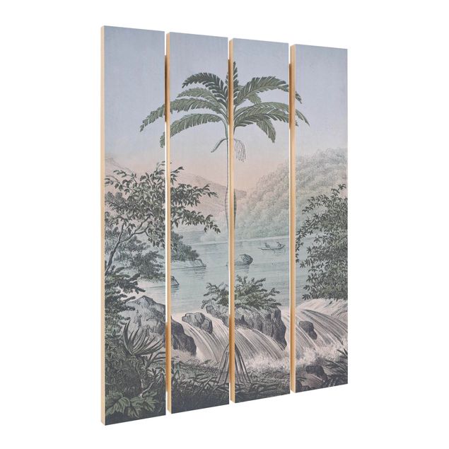 Stampe su legno Illustrazione vintage - Paesaggio con palma