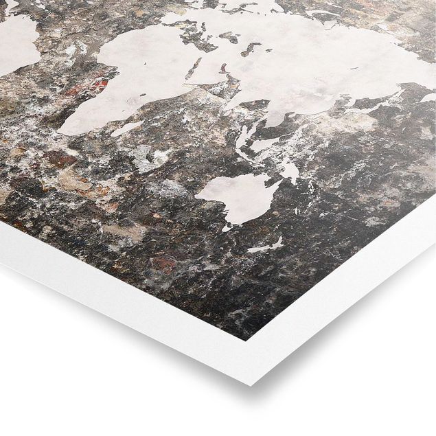 Stampe poster Vecchia mappa del mondo a parete