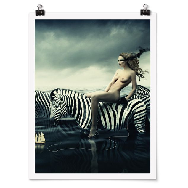 Quadri nudo Donna in posa con le zebre