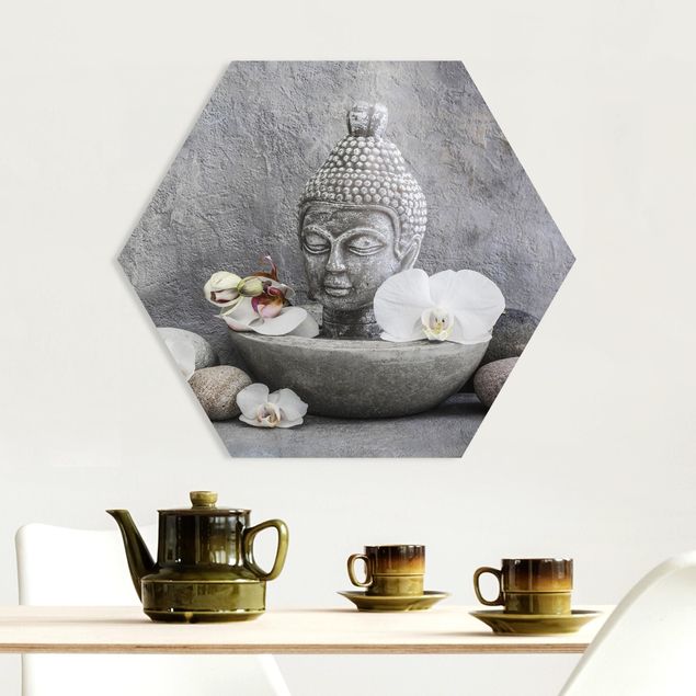 Quadri con orchidee Buddha Zen, orchidea e pietra