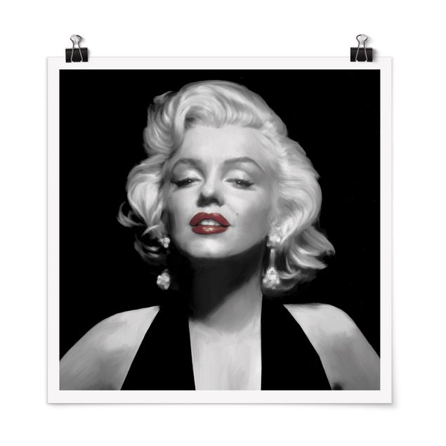 Quadri moderni bianco e nero Marilyn con le labbra rosse