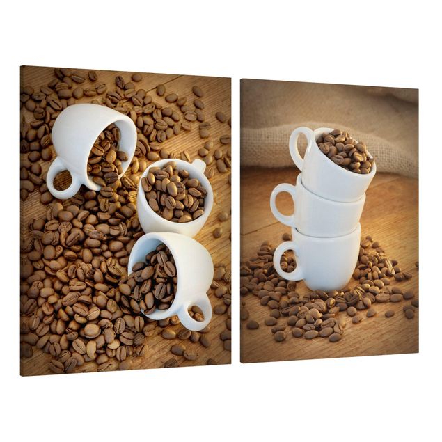 Quadri moderni   3 tazze da espresso con chicchi di caffè