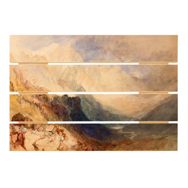 Quadri in legno con paesaggio William Turner - Veduta lungo una valle alpina, forse la Val d'Aosta