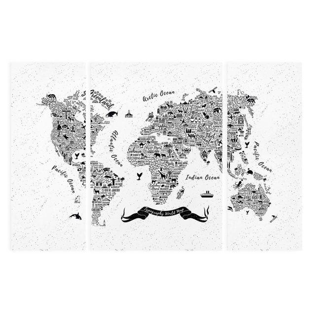 Stampe Mappa del mondo - tipografica bianca