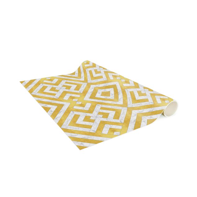 tappeto effetto pietra Mix di piastrelle geometriche Art Déco in marmo dorato