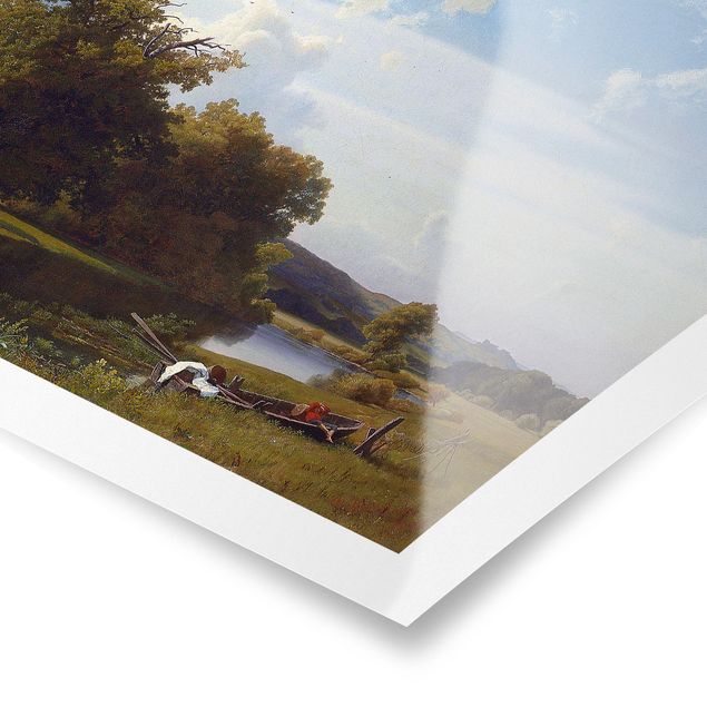 Riproduzioni quadri famosi Albert Bierstadt - Paesaggio fluviale, Westfalia