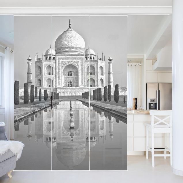 Tende a pannello scorrevoli con architettura e skylines Taj Mahal con giardino