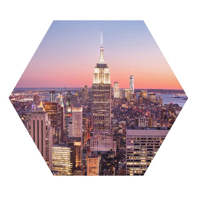 Quadri skyline  Tramonto a Manhattan New York