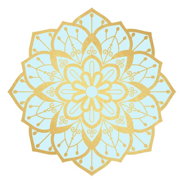 Mandala adesivi da parete Mandala a fiori oro azzurro