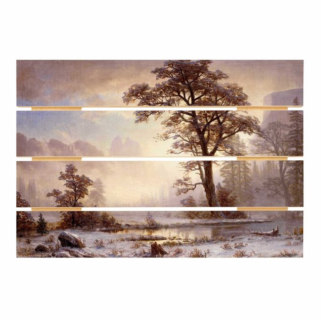 Quadri in legno con paesaggio Albert Bierstadt - Valle dello Yosemite, caduta di neve