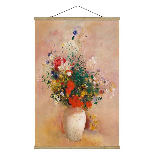 Quadro moderno Odilon Redon - Vaso con fiori (sfondo rosato)