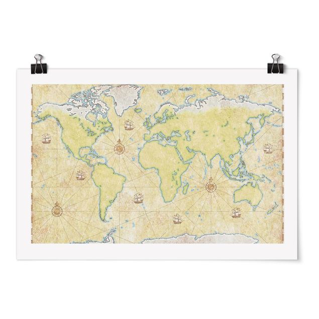 Quadro verde Mappa del mondo