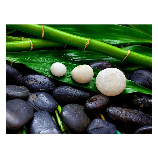 Lavagne magnetiche con fiori Bambù verde con pietre zen