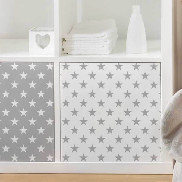Pellicole adesive per mobili con disegni Set di motivi a stella in grigio e bianco