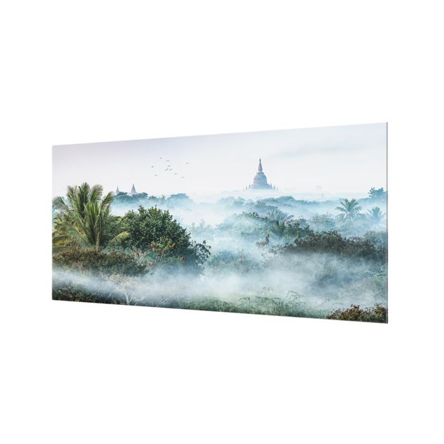 Paraschizzi in vetro - Nebbia mattutina sulla giungla di Bagan - Formato orizzontale 2:1