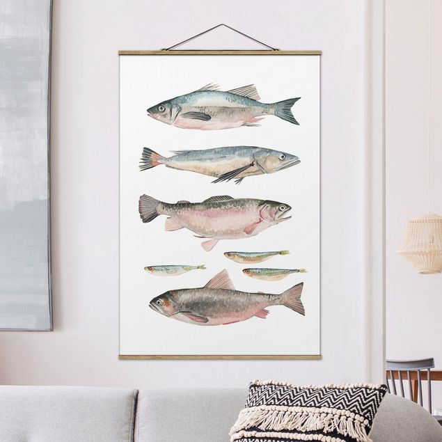 Quadri pesci Sette pesci in acquerello I
