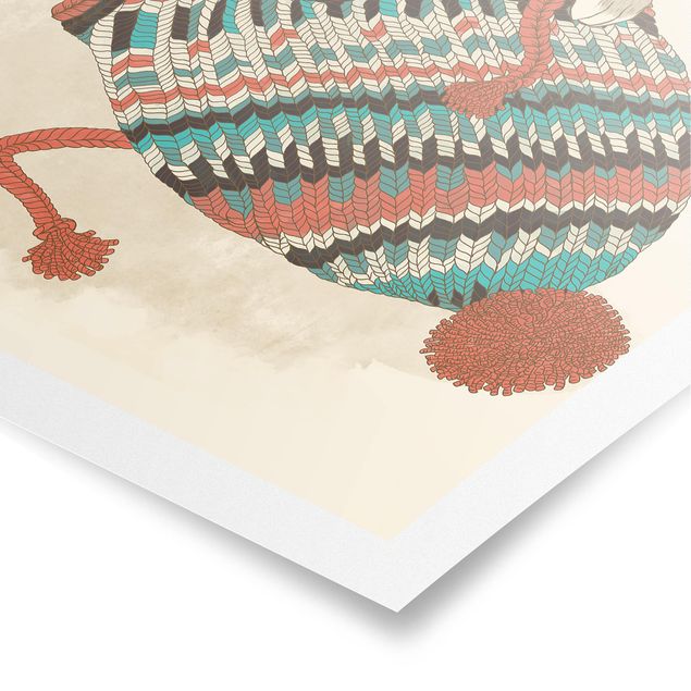 Stampe Illustrazione - Coniglio Santander coccolone con cappello