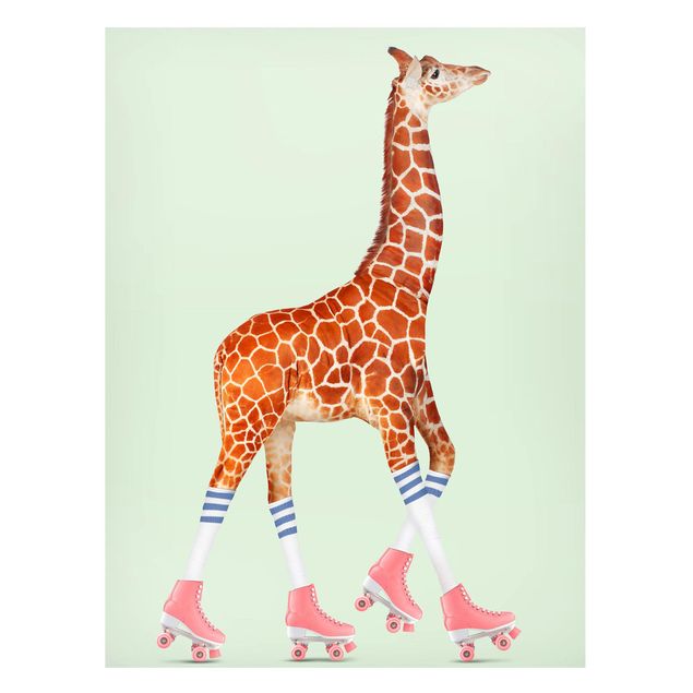 Quadro giraffa Giraffa con pattini a rotelle